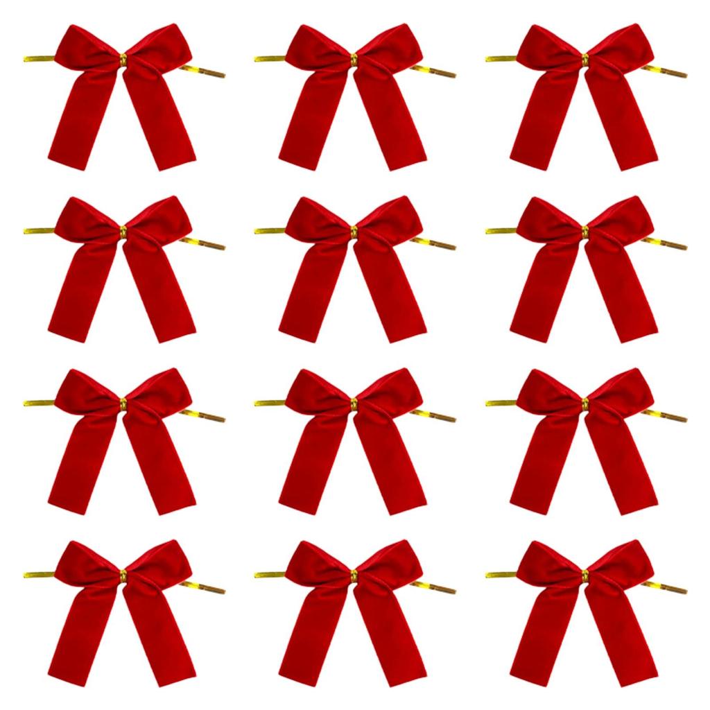12x Velvet Bows for Christmas Tree Staircase Holiday Wedding, Farmhouse Xmas Topper Ornament, Xmas Decor, Party Craft Wreath Bow