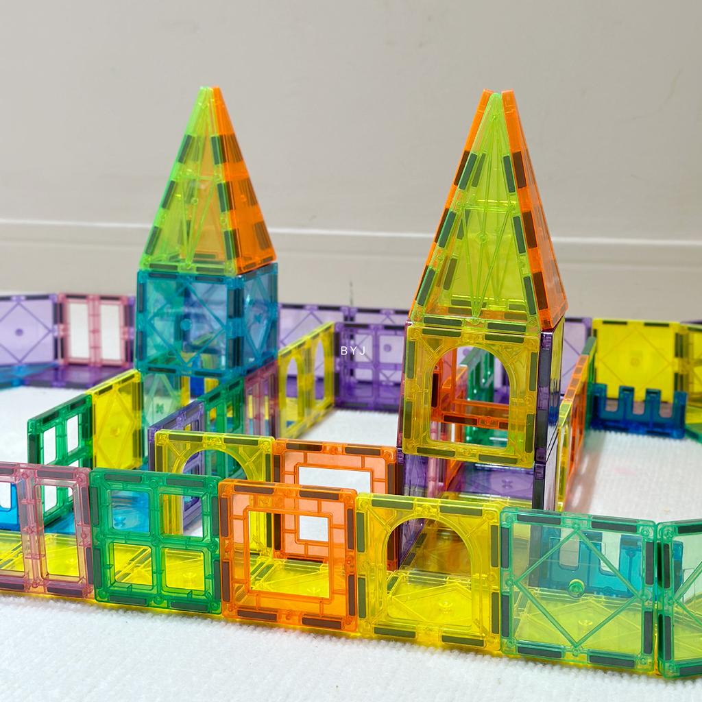 22pcs Large Color Window Magnetic Block Building Toys for Parent Child Interactive DIY Castle Assembly