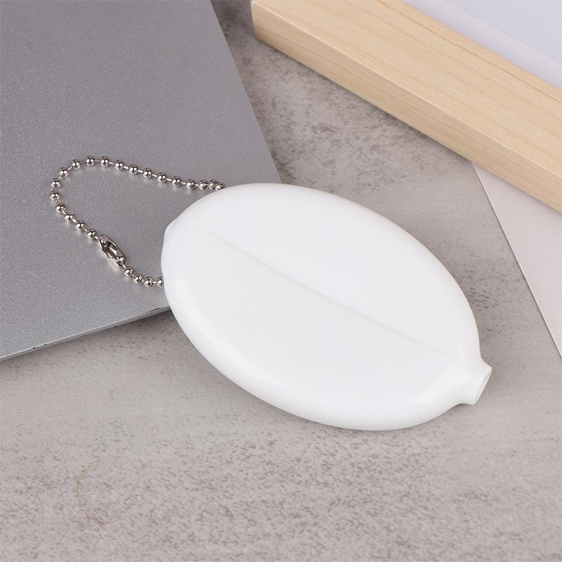 Solid Color PVC Fashion Portable Bag Pendant Small Oval Coin Purse Mini Earrings Rings Storage Box With Chain