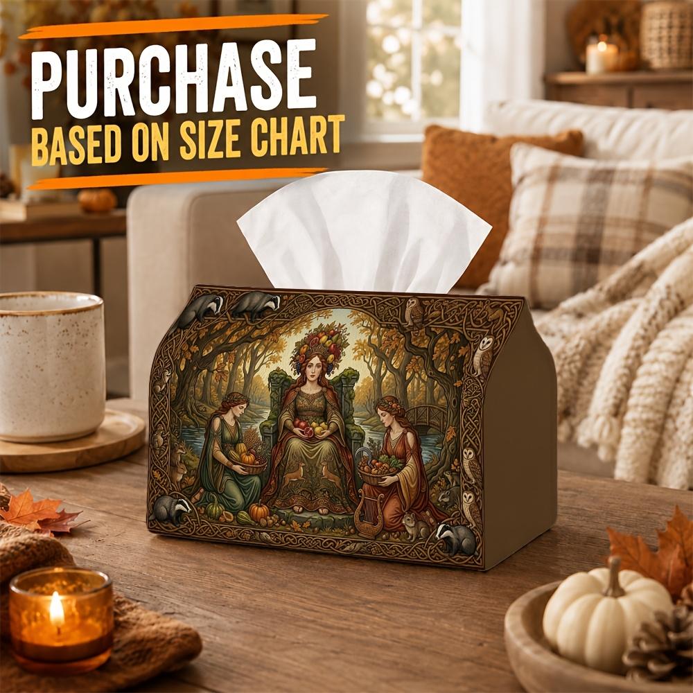 1pc Classical Mythological Tissue Box | Multi-functional Seasonal Hot Napkin Dispenser, Two Sizes Available Suitable for Home, Harvest Parties Women H