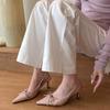 Pointed Head with Skirt High-heeled Sandals 2025 Spring New Bow One-pedal Single Shoes Outer Wear Stiletto Women's Shoes