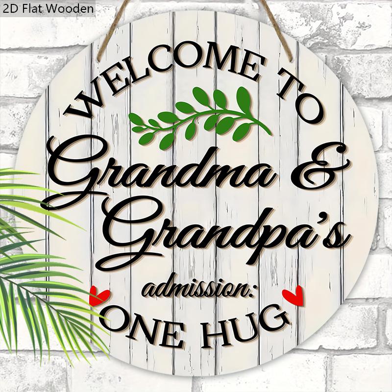 Rustic Warm Decorative Hanging Wooden Sign - Charming Round Sign for Front Door, Wall Hanging Decor