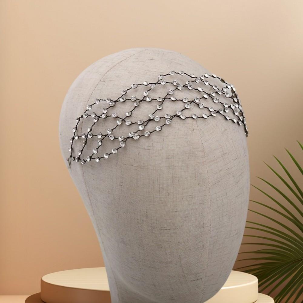 Wedding Headpieces Hair Net Crown Sparkling Bride Hair Bands Luxury Rhinestone Tiara  Party