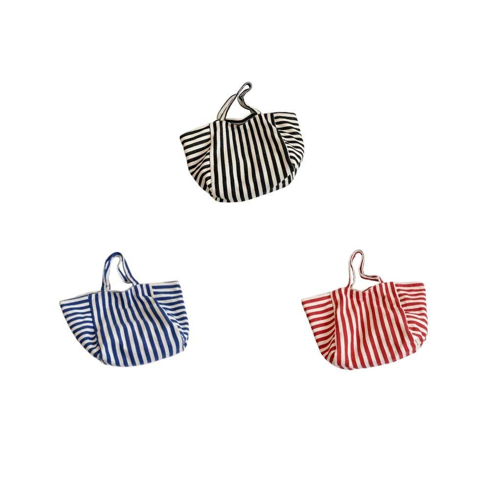 Shopping Bag Cloth Shoulder Bag Canvas Felt Handbag Versatile Stripe Underarm Bag Travel