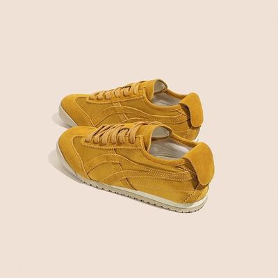 Мягкая кожа ретро немецкие тренировочные туфли женские 2025 весна новые на толстой подошве цветные шнуровка универсальные повседневные туфли спортивные туфли Форрест Гамп