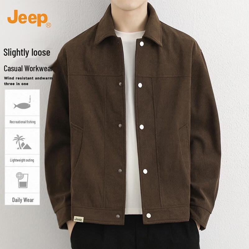 JEEP Men's Loose Fit Corduroy Lapel Jacket