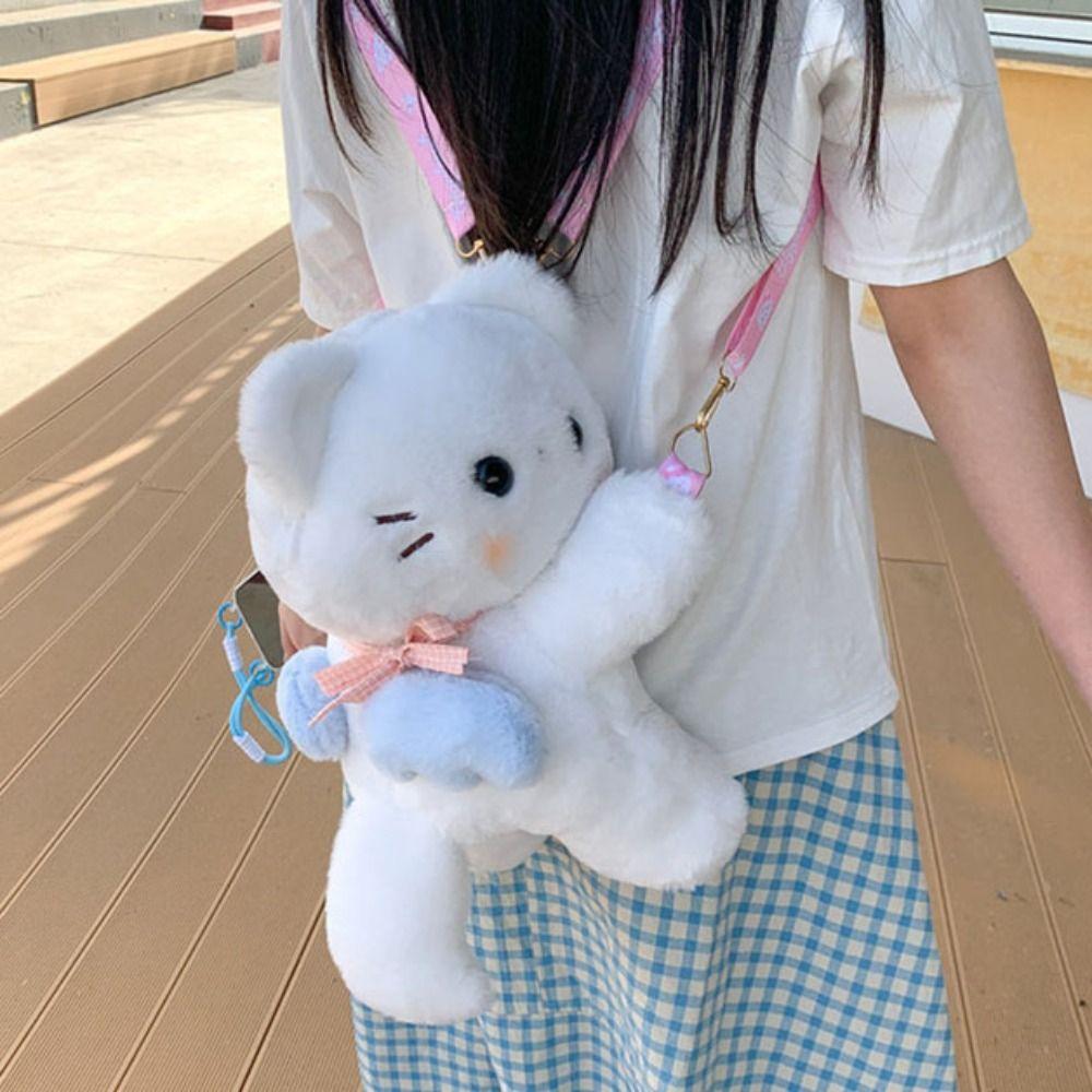 Korean Style Plush Doll Crossbody Bag JK Lolita Animal Shoulder Bag Children's School Bag Outdoor
