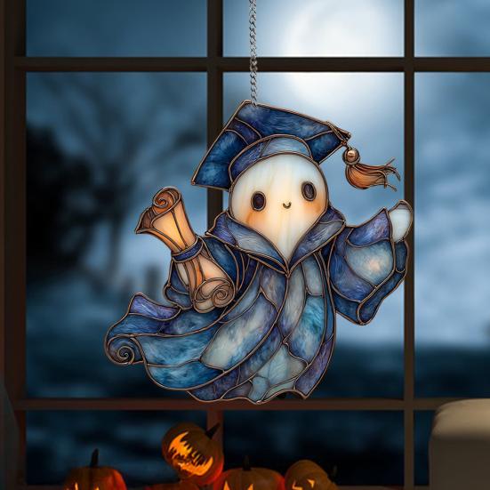 Ghost Hanging Decoration Acrylic Ghost Series Sun Catcher Cartoon Ghost Halloween Decoration for Windows Porch Walls