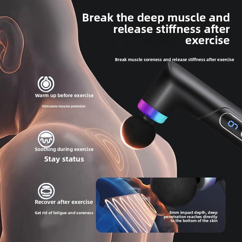 Мини Фитнес Оборудование Мышцы Домашний Электрический Массажер Подарок Мембранный Пистолет Цветной Дыхательный Свет Фасциальный Пистолет
