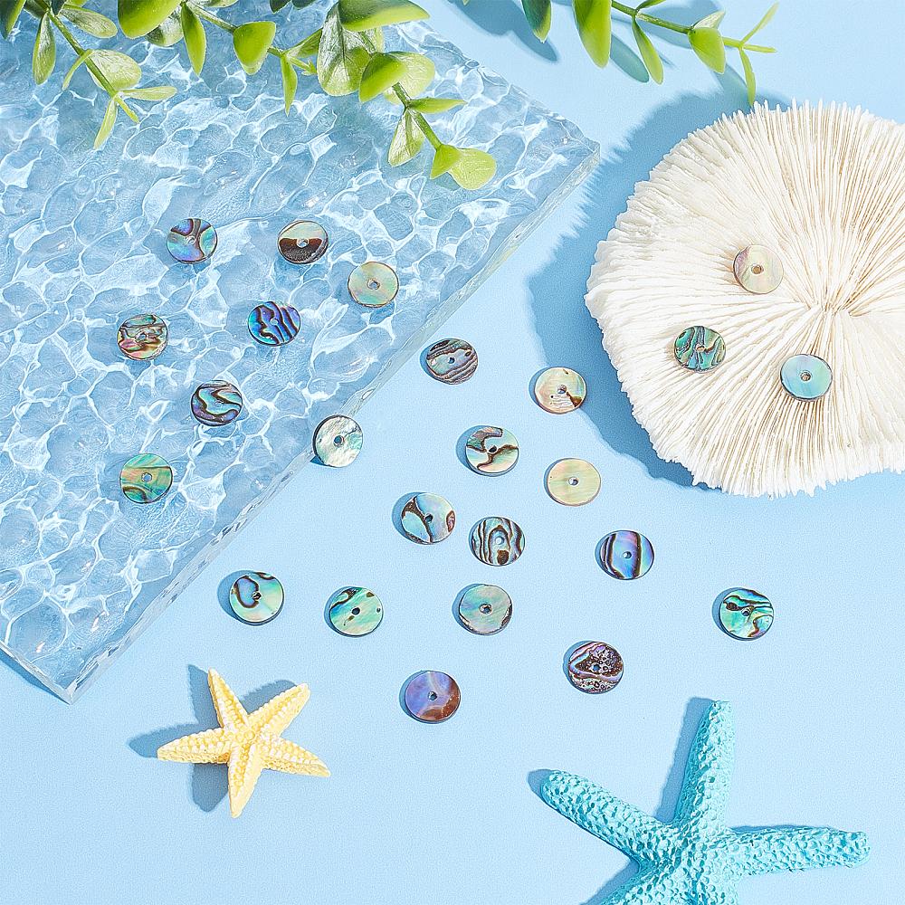 Natural Paua Shell/Abalone Shell Beads Disc/Flat Round Heishi Beads Colorful 10x1mm Hole: 1mm about 40pcs/box