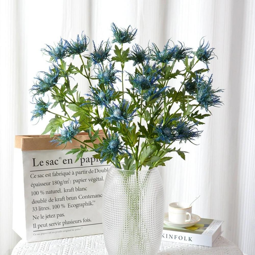 Искусственные цветы Искусственный чертополох Куст Эринго Поддельный Синеголовник Вонючий Имитация Морского Падуба для Свадебного Букета Центральный Элемент Домашнего Декора