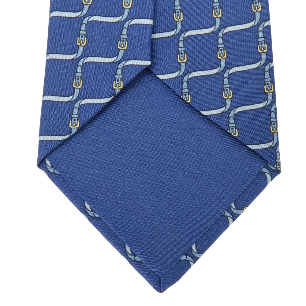 Used HERMES tie Belt Pattern silk Blue Gentleman