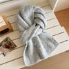 Winter new wavy knitted scarf women's solid color blended thickened warm scarf shawl dual-purpose