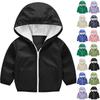 Детская мода Однотонный кардиган Дождевик с капюшоном для мальчиков и девочек Водонепроницаемая куртка на молнии для улицы Ветрозащитная