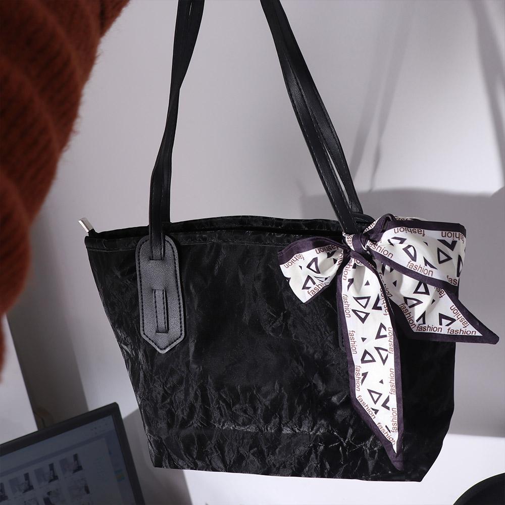 With Silk Scarf PU Leather Handbag Korean Style School Bag Casual Tote Bag  Girl