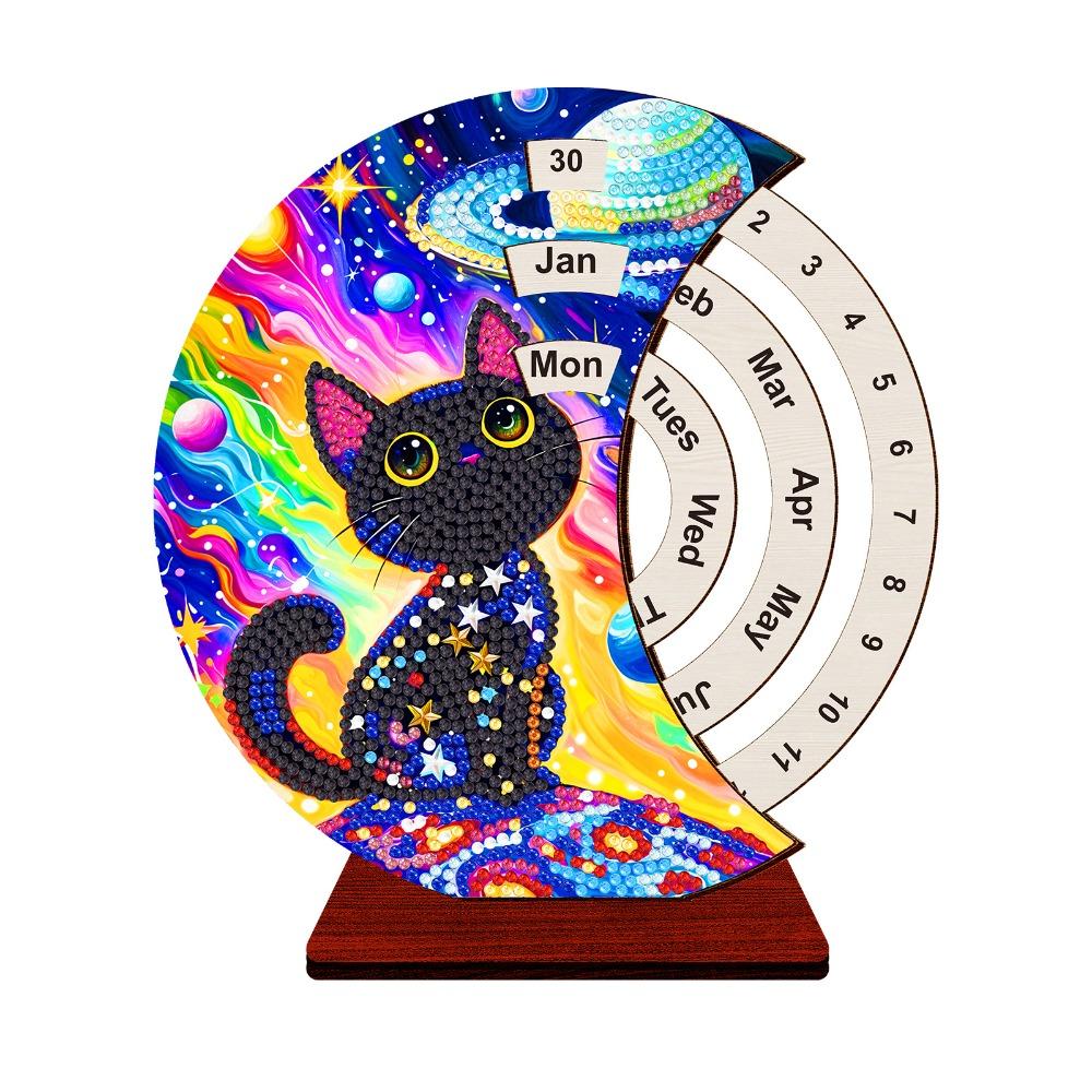 Wooden Diamond Art Perpetual Calendar Kits DIY Diamond Painting Calendar  For Adults