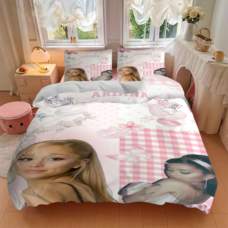 3Pcs Pink Floral Ariana Theme Bedding Sets For All Sizes New 3D Printed Bed Cover Comforter Duvet Cover Pillowcase Bedroom Decoration