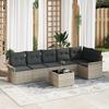 7-Piece Garden Sofa Set with Grey Cushions Synthetic Rattan, 2-Seater Garden Sofa with Storage & Cushions 3354061