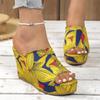 Fashion Colorful Graffiti Women Wedge Sandals Summer Peep Toe Platform Shoes Woman Fashion Thick Bottom Beach Sandals Zapatos De Mujer