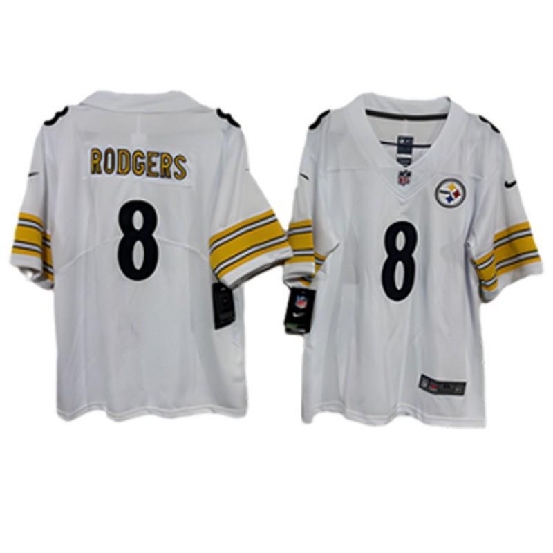 Pittsburgh Steelers NFL Football Jersey Kids - Embroidered Number 8 4 90 In Black White With Gold Lettering