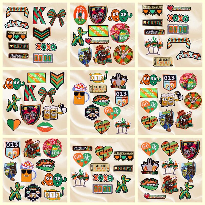 10 шт./набор Вышитые нашивки с эмблемой Круйкенстад для Нидерландов, пришивные/термоклеевые нашивки для одежды, нашивка для карнавала в Нидерландах, шитье своими руками