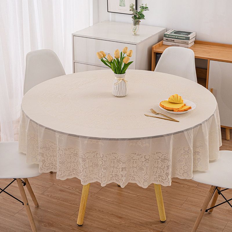 New Colored Circular Tablecloth Waterproof Oil Proof Round Dining Table Cover Anti Scalding Non Washing Household Tablecloths