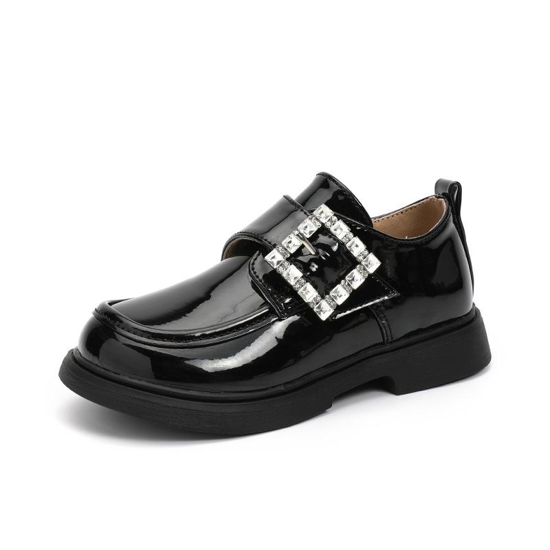 Новые туфли принцессы из кожи для девочек, модные британские детские школьные черные туфли на плоской подошве, весенне-осенние детские туфли Мэри Джейн