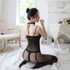Popular sexy lingerie sexy bow suspenders uniform temptation pajamas open one-piece stockings