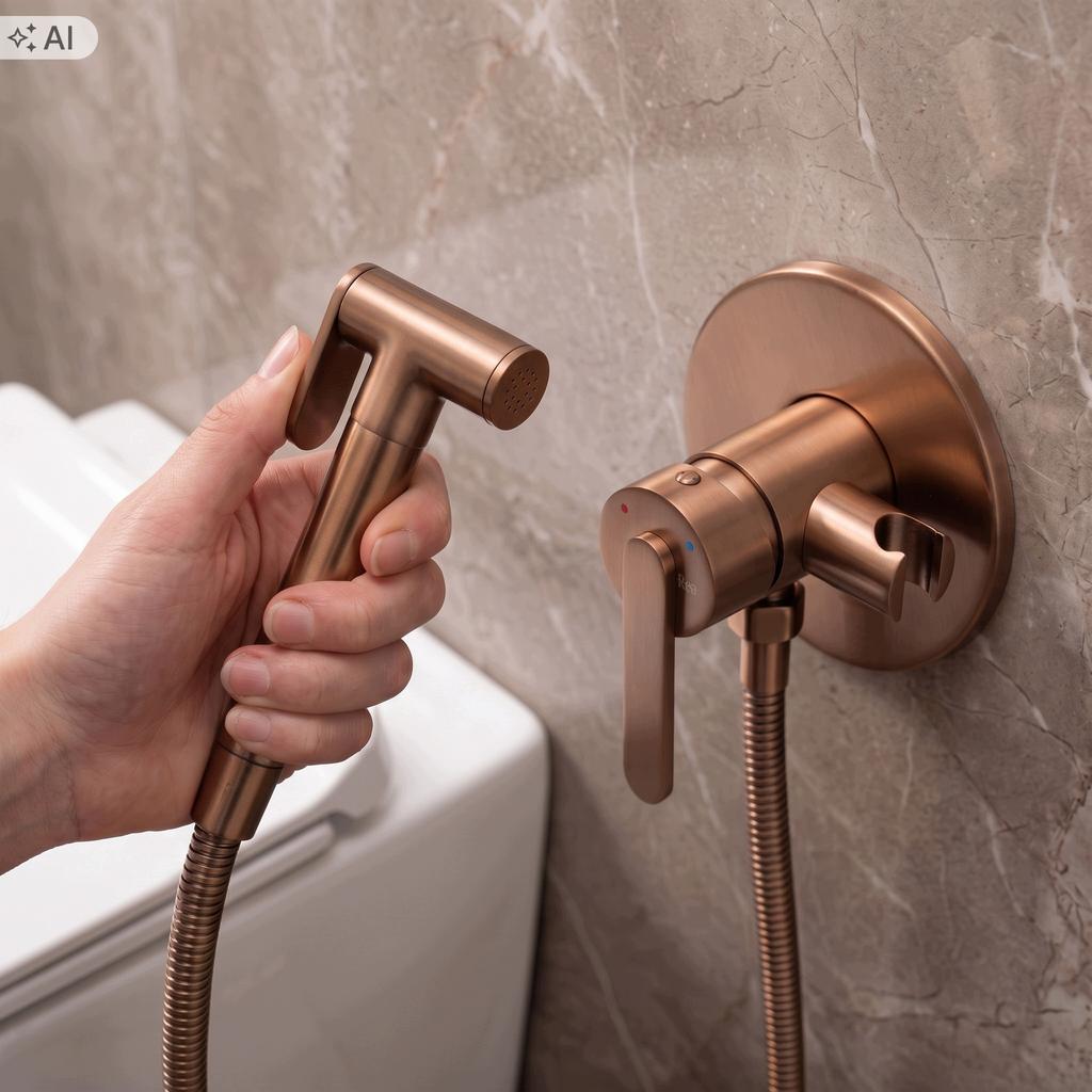 Brushed Copper Bidet Faucet Concealed Ontario Bidet