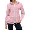 Women's Fashion Solid Color Zipper Hoodie Outdoor Hiking Rainproof Jacket