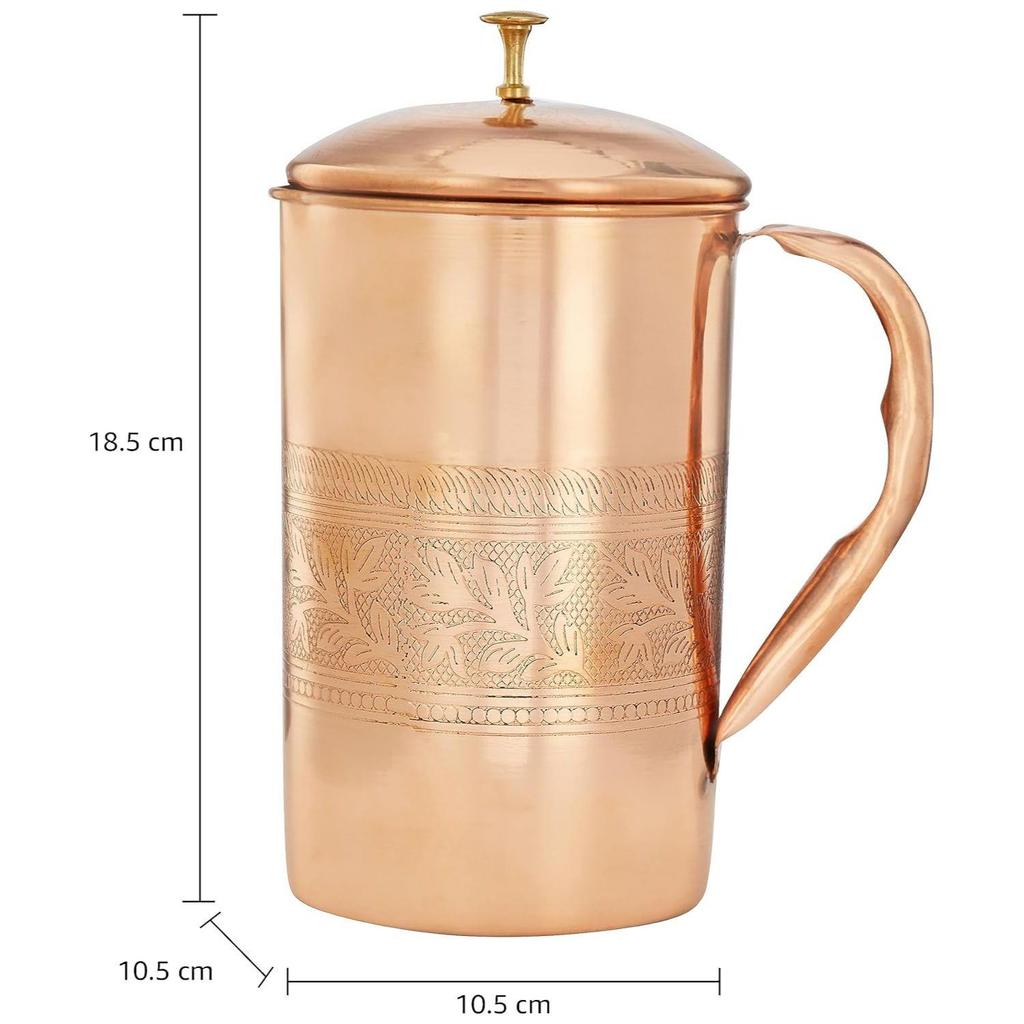 Embossed Copper Jug, 1350 Ml