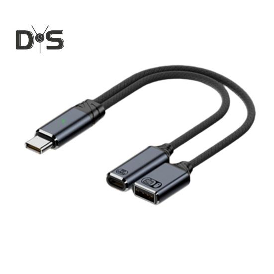 Кабель-адаптер USB-C OTG для зарядки и передачи данных 2 в 1, 100 Вт PD Type C в USB 2.0, быстрая зарядка и передача данных со скоростью 5 Гбит/с, нейлоновая оплетка, защита от перенапряжения