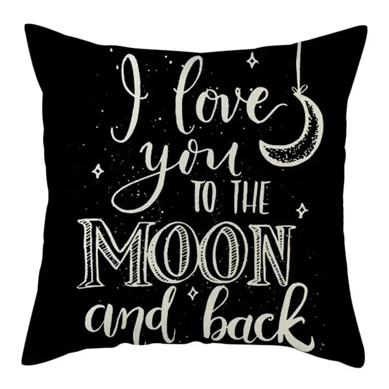Black, White, Red, Romantic Words Double-Sided Printed Pillow Cover Short Plush Suitable Living Rooms Sofas Throw Cushion Cover