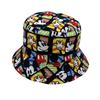 New children's cartoon adult mouse printing middle children's cartoon boys and girls sunscreen sunshade basin hat solid color bucket hat