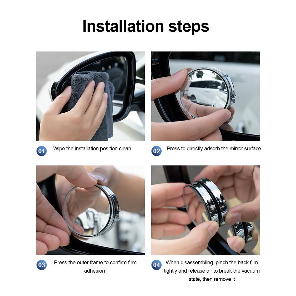 2 Pcs Car Blind Spot Mirror Suction Cup Rear View Mirror Automobiles Full Vision 360 Wide Anger Parking Assitant Convex Mirror