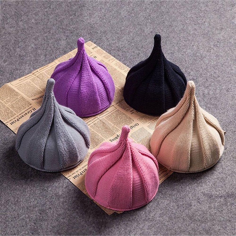 Модная Шапка-Бини для Малышей и Детей, Вязаная Шерстяная, Кепки-Вертушки, Шляпы с Заостренными Вершинами и Узором 'Скрученный Цветок'