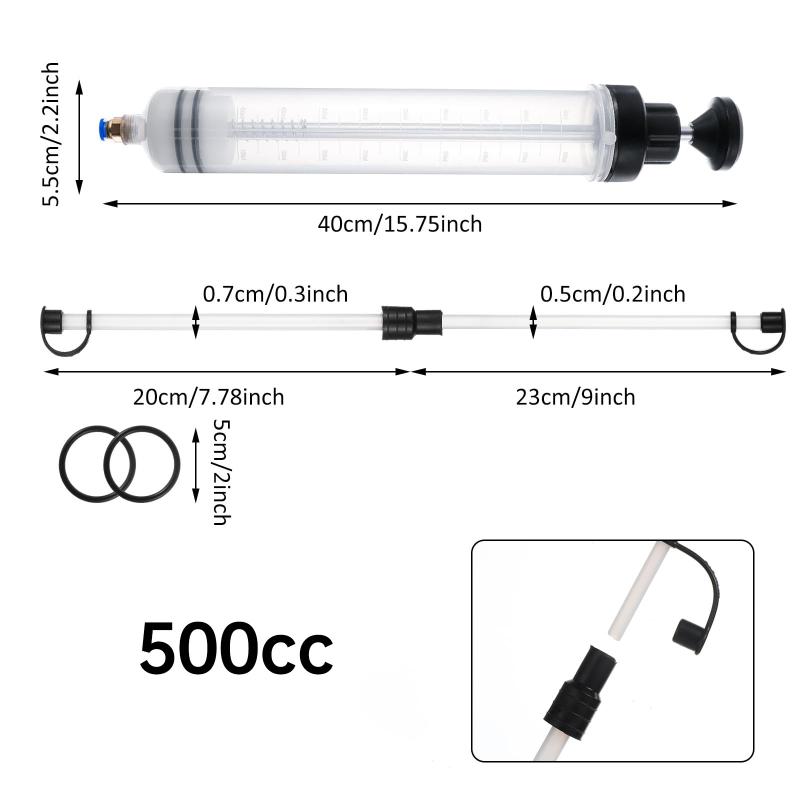 1 Set Auto Oil Change Syringe Car Brake Fluid Extractor With Hose Dual Purpose Oil Change Tool 200/500cc Automotive Supplies