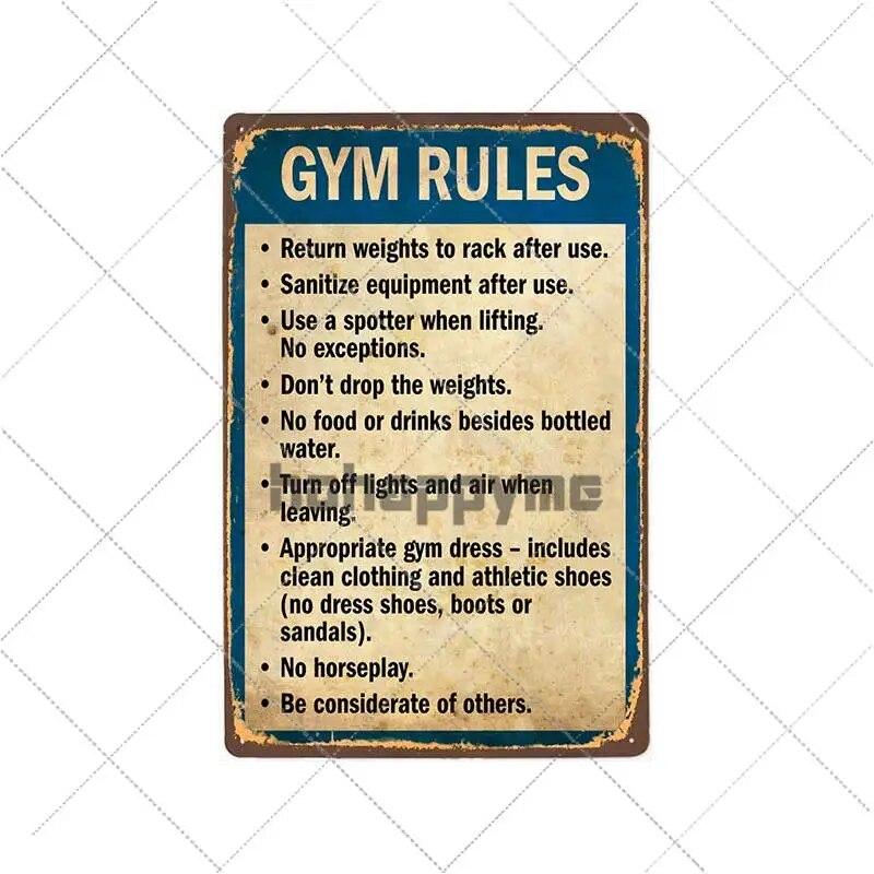 Правило для спортзала, металлический знак, фитнес, мотивационные цитаты, плакат, табличка для тренировки, человек, пещера, паб, бар, настенная декоративная винтажная тарелка 20x30 см