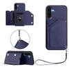 For Samsung Galaxy A36 5G Case Card Holder Kickstand Skin-Touch Phone Cover with Wrist Strap
