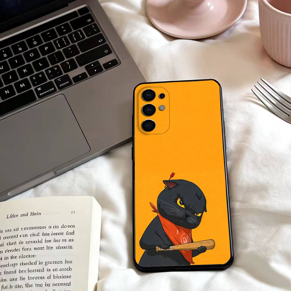 Милые узоры с парой кошек Чехол для телефона Для Samsung S25,24,23,22,30,21,10,9,Ultra,Plus,Lite,FE,4,5 G Мягкий черный чехол