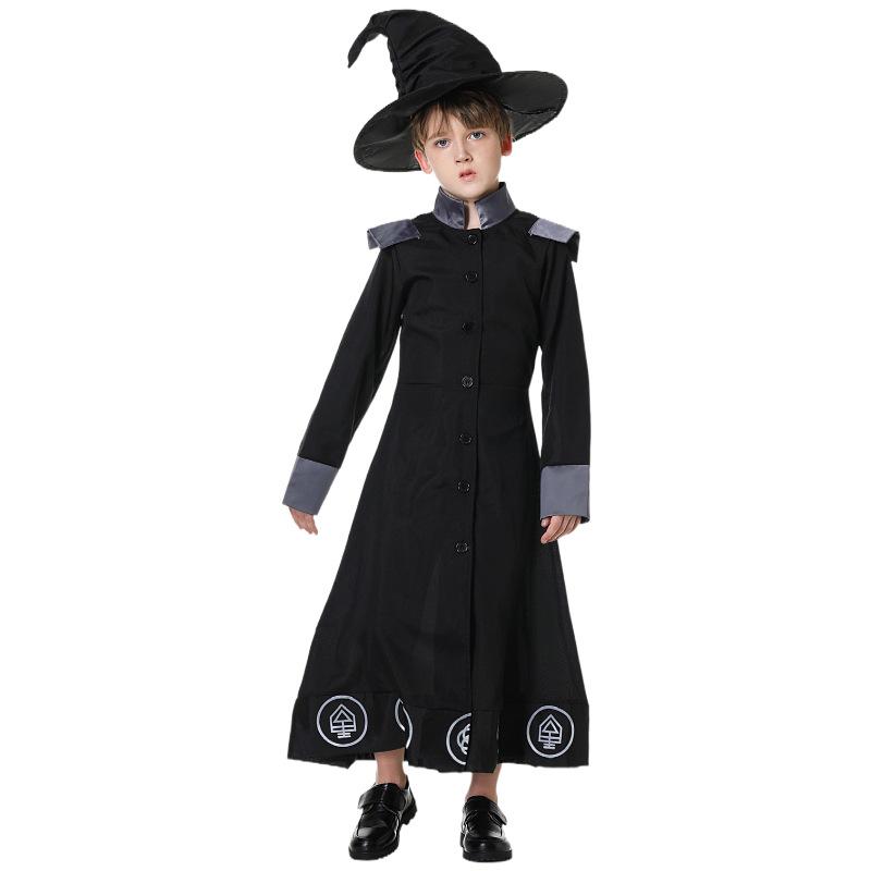 New Wizard Warlock Robe Costume for Boys - Ideal for Halloween, Stage Performances, and Party Dress-Up