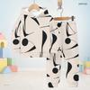 Boys Girls Blue White Printed Hooded Long Sleeve Sweatshirt Cuffed Pants Two Piece Set