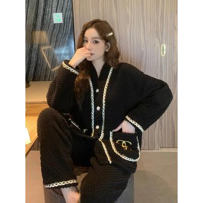 Пижама для женщин, зимний новый стиль, утолщенный теплый кардиган, домашний костюм, повседневная одежда для сна