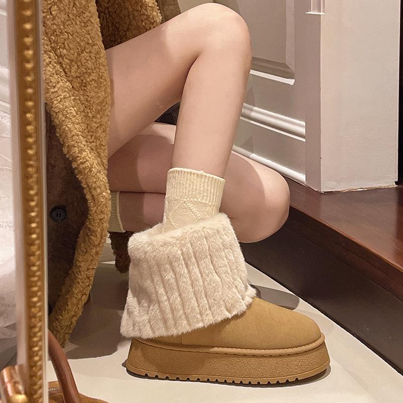Суперогненные короткие ботинки на толстой подошве женские зимние на подкладке и утолщенные маленькие ботильоны 2025 новые теплые пушистые зимние ботинки