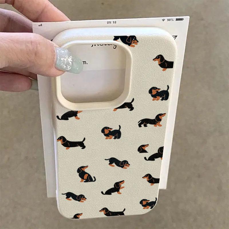 Чехол для телефона iPhone 17 17 Air 16 15 14 13 12 11 Pro Max 16 Plus, креативный минималистичный чехол с изображением таксы, белый матовый чехол Funda