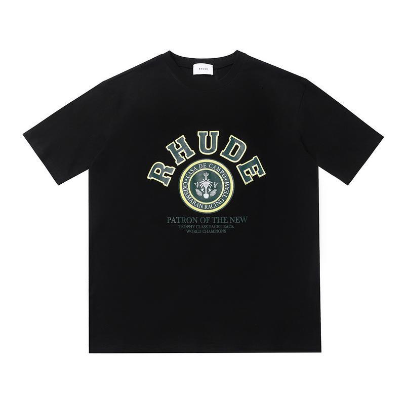 2023 Cross-border European and American trendy brand RHUDE micro-label letter logo pattern short-sleeved t-shirt men's and women's high street loose h