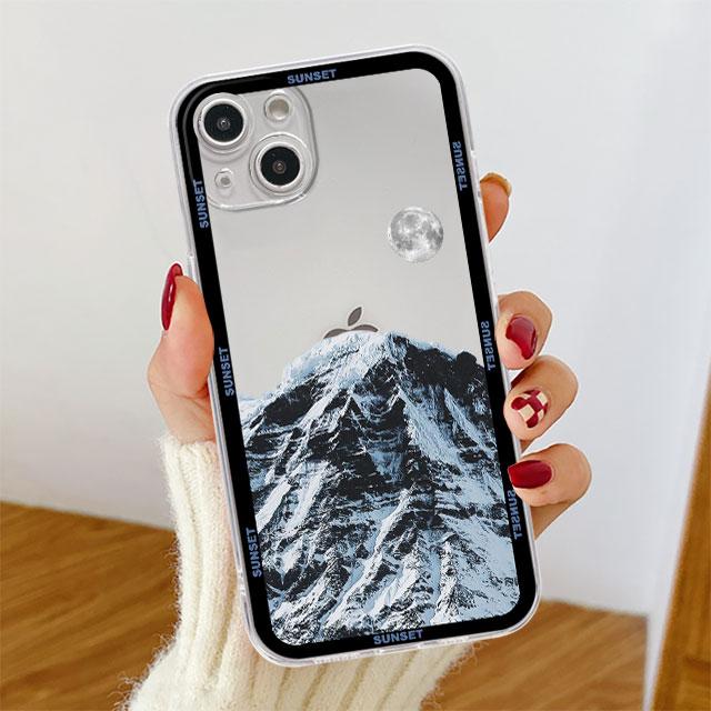 Прозрачный чехол для Apple iPhone 14, 11, 13, 12 Pro, 7, 8 Plus, XR X, XS Max, 6, 6S, 13Pro, силиконовый чехол для телефона, эстетический, снежная гора