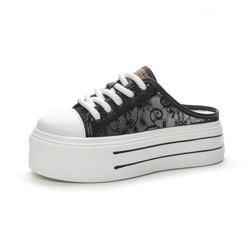 Fujin 6 см массивные кроссовки из натуральной кожи с сеткой, вулканизированная платформа на танкетке, весенняя дышащая женская осенняя удобная обувь на полой подошве