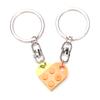 2Pcs Love Heart Brick Keychain For Couples Friendship Birthday Jewelry Gift