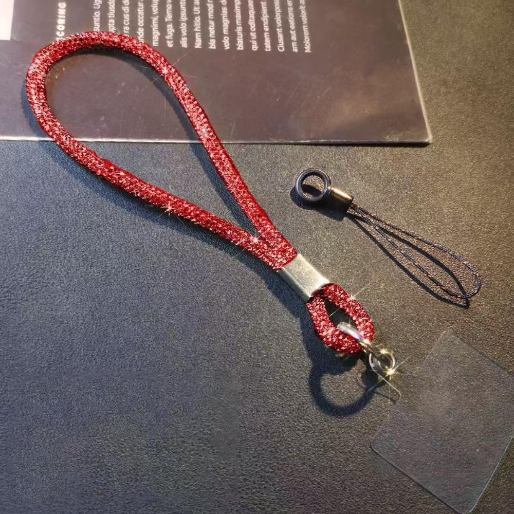Glitter Rhinestone Phone Lanyard Bling Bling Flash Diamond Crystal Keychain Bright Anti-lost Wrist Rope Phone Accessories